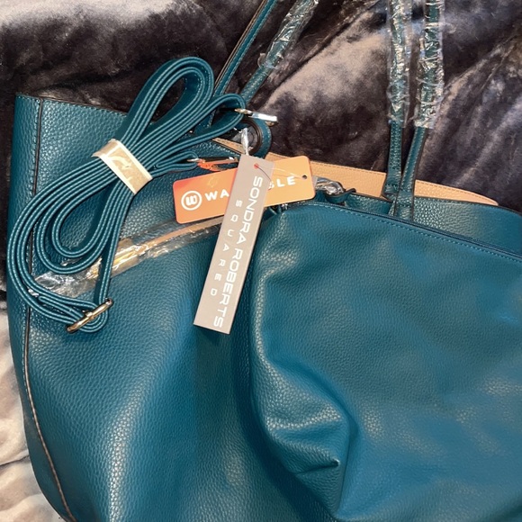 2 PACK x TEAL LEATHER BAG SET - Picture 2 of 2